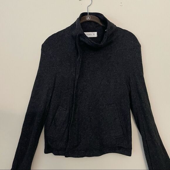 LAURIE B. SOFT KNIT MOTO SWEATER‎ JACKET FULL ZIP silk/cashmere blend sz Small - Picture 4 of 9